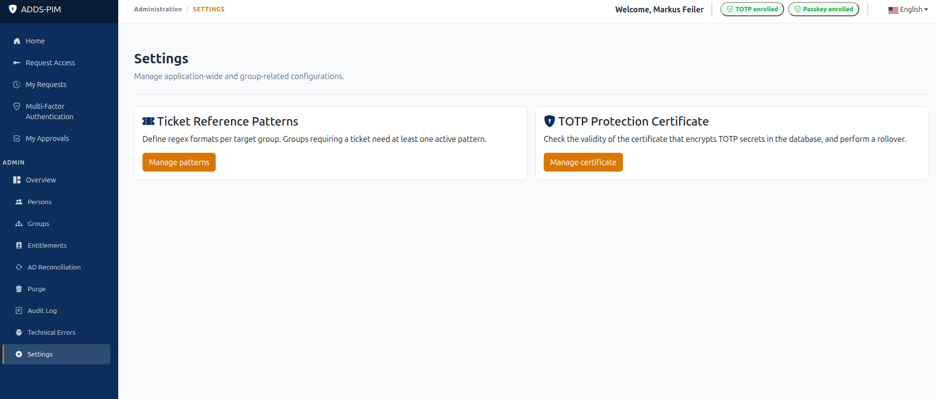 Administration settings overview