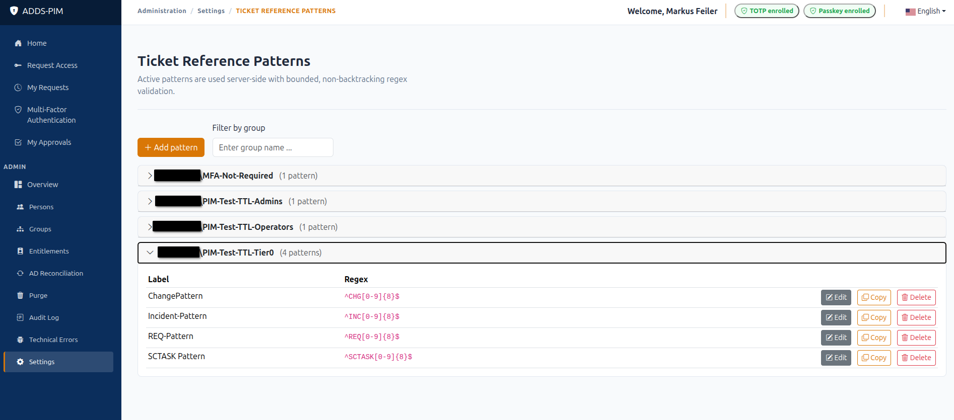 Ticket reference validation patterns